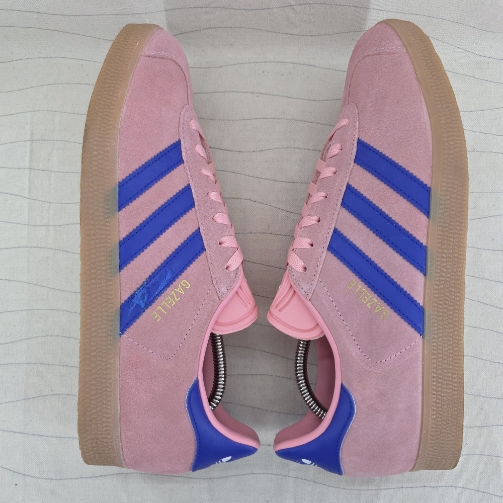 Adidas Mens Originals Gazelle Semi Pink Spark Lucid Blue Shoes JI2077 Size 10.5 - Picture 11 of 16